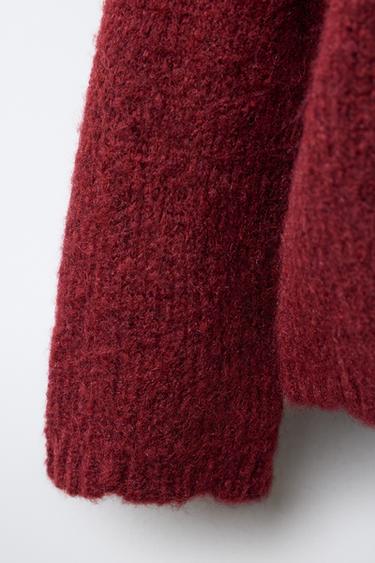 VELVET BOW CARDIGAN - Burgundy by Zara - Image 3
