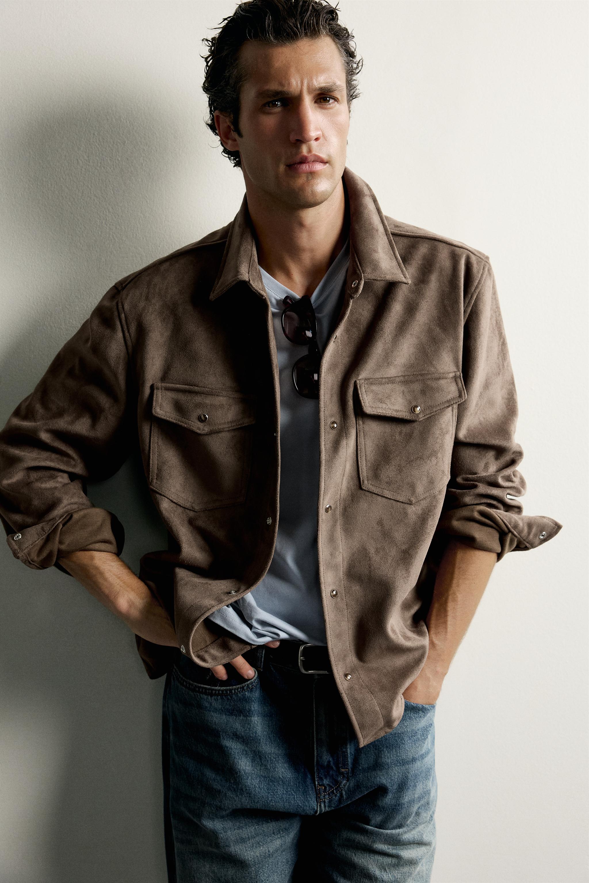Zara FAUX SUEDE OVERSHIRT — фото 6