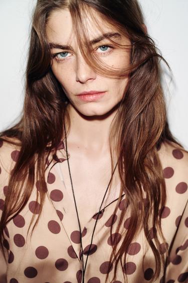 CHEMISE SATINÉE À POIS - Beige-marron de Zara - Image 3