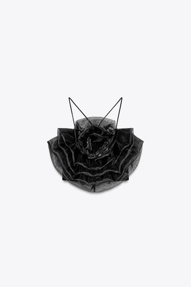 FLORAL ORGANZA TOP - Black by Zara - Image 5