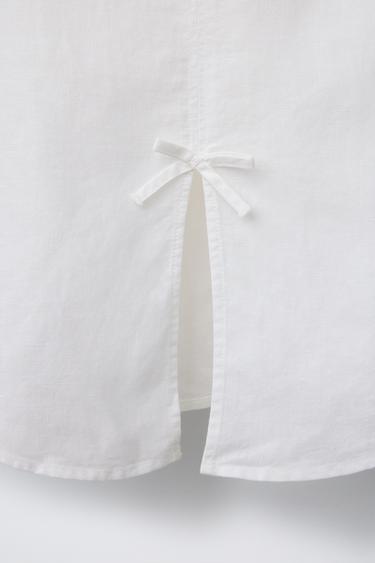 CHEMISE EN COTON LIN - Blanc de Zara - Image 4