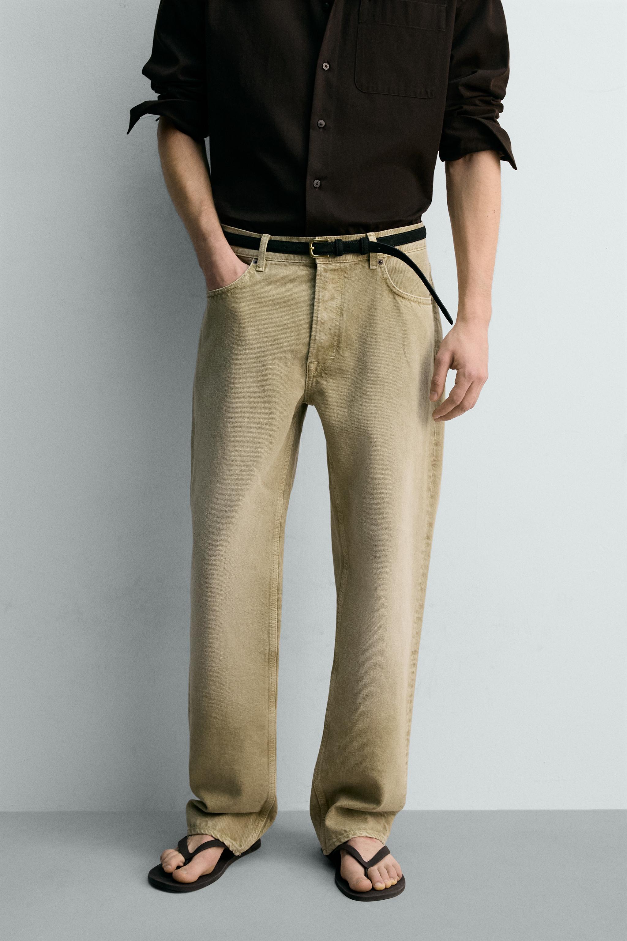STRAIGHT FIT JEANS — Light khaki
