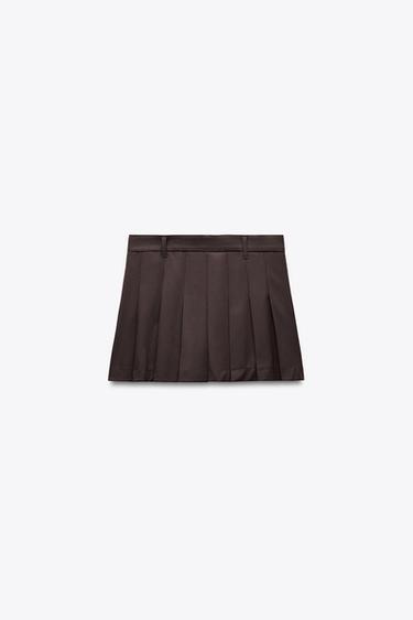 JUPE-SHORT À PLIS PLATS - Gris grenat de Zara - Image 4