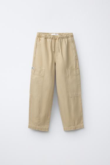 CANVAS TROUSERS WITH POCKETS - Light yellow by Zara