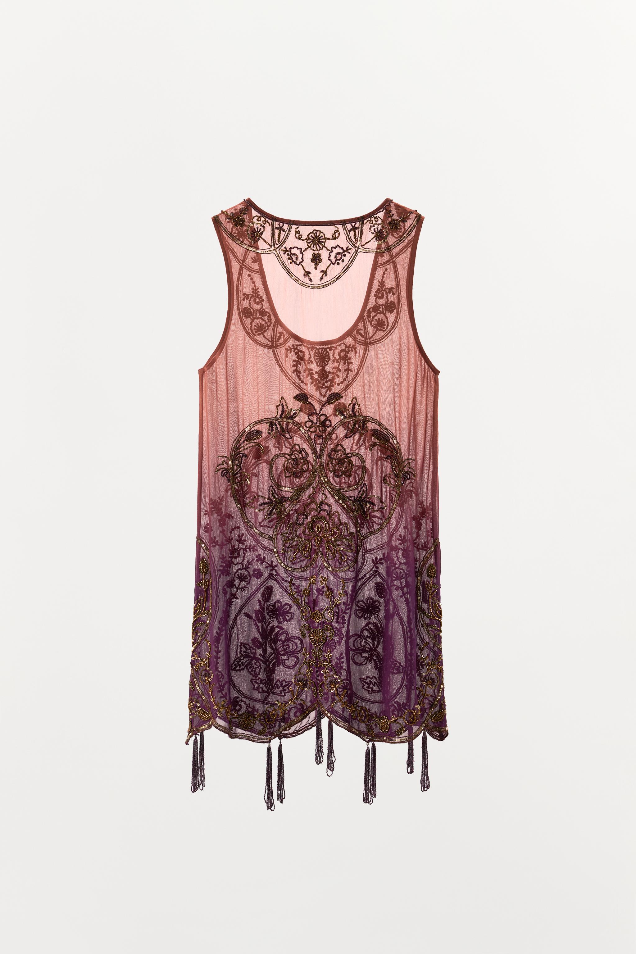 Zara LIMITED EDITION BONCUKLU BATİK DESENLİ ELBİSE görsel 6