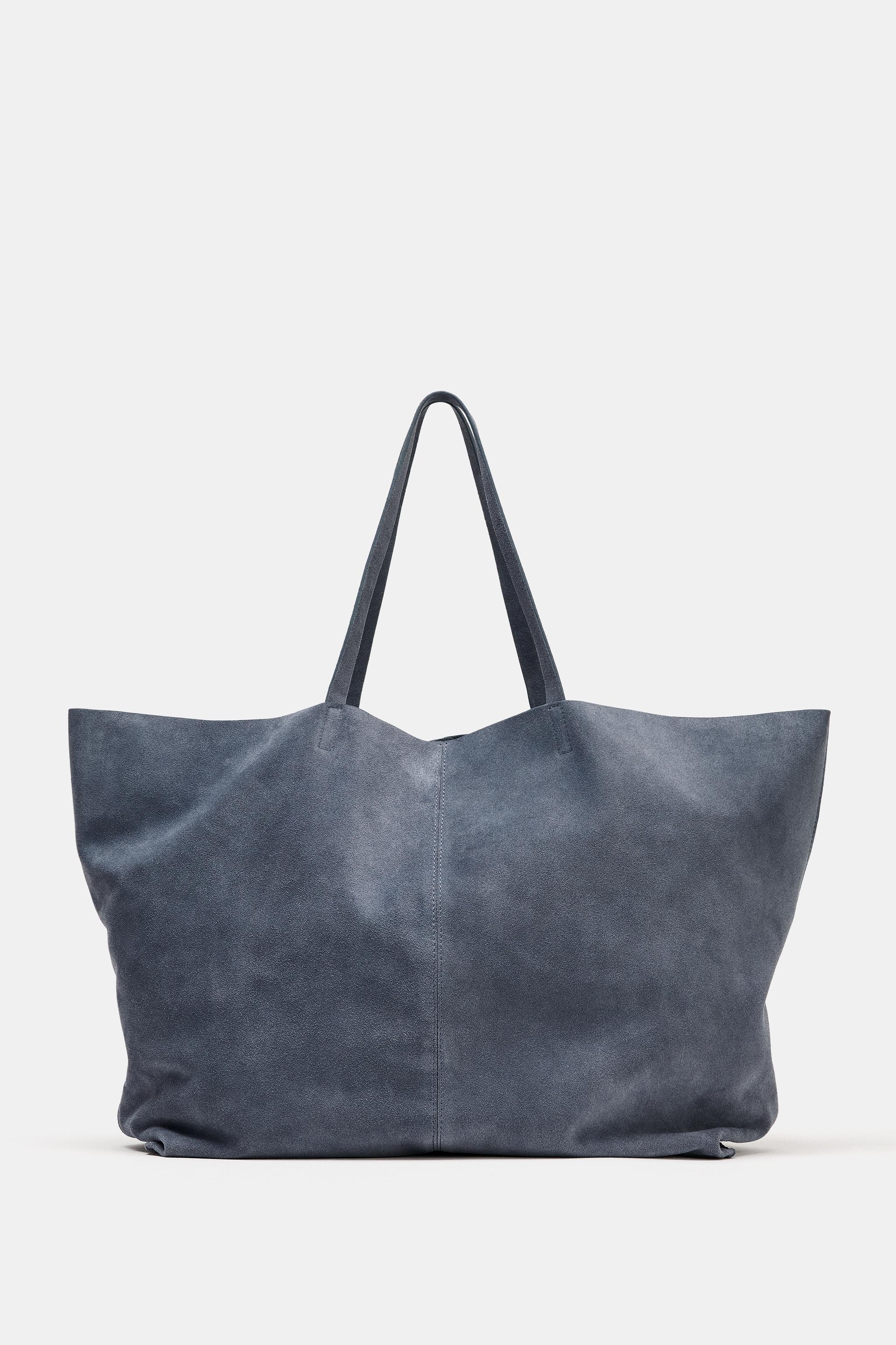 H*a様 今期新作ZARA スプリットスエードマキシトートバッグ スプリットスエードマキシトートバッグ - ブルー | ZARA Japan / 日本