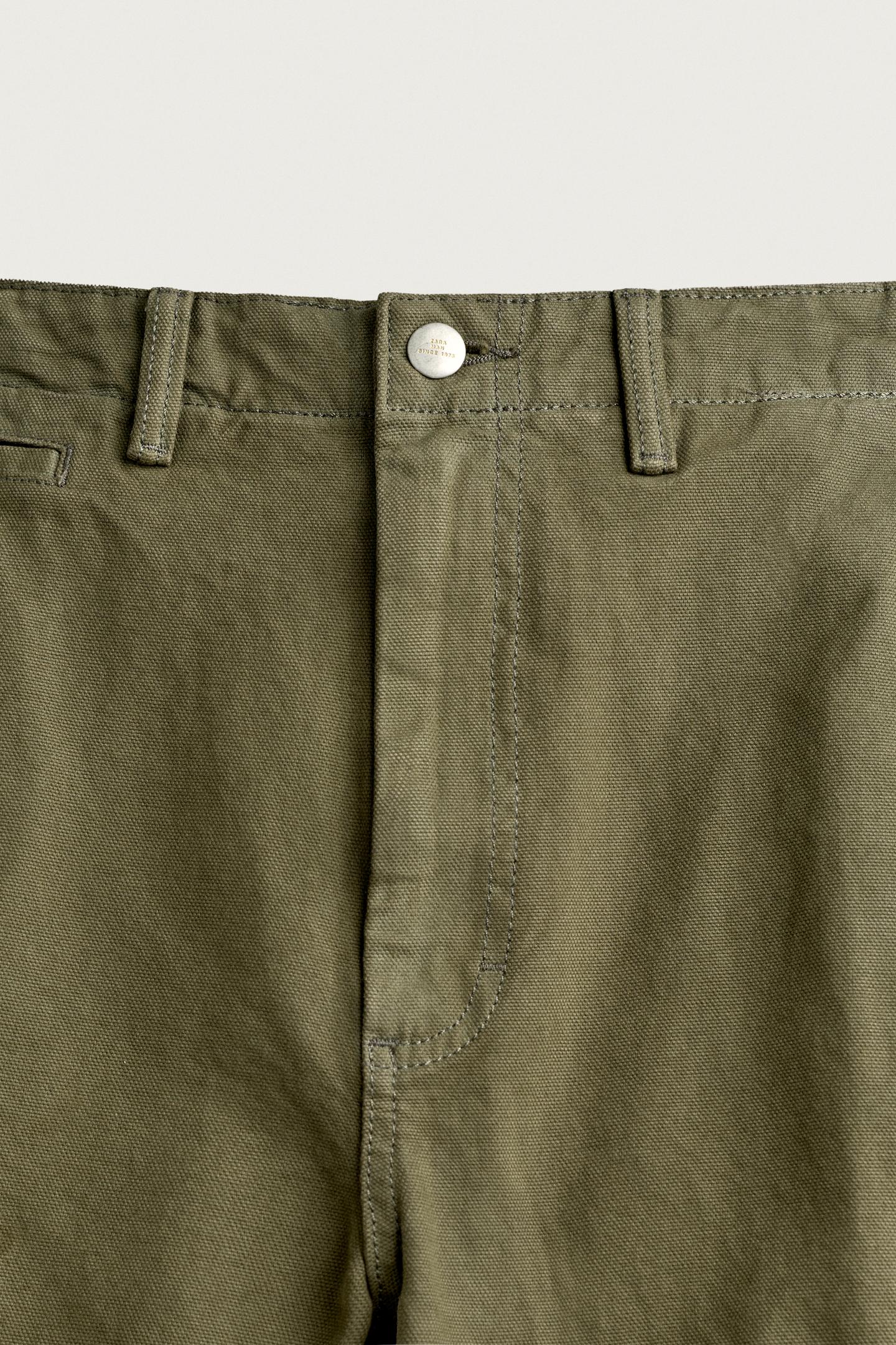 Мужские шорты Zara Relaxed Fit Cargo Bermuda, цвет: Зелёный — фото 9