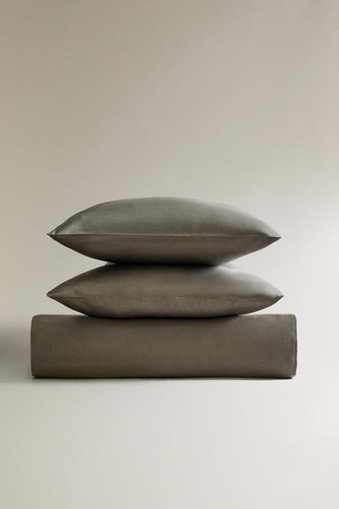 (300 THREAD COUNT) SATEEN DUVET COVER - Charcoal by Zara