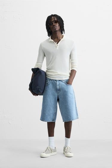 BAGGY-FIT BERMUDASHORTS I DENIM - blå fra Zara