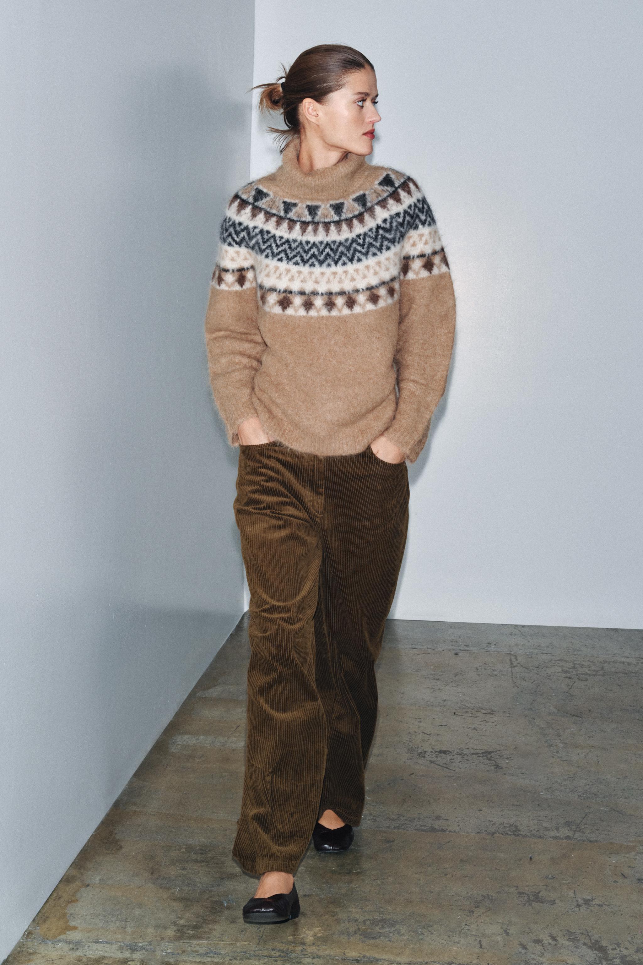 ALPACA BLEND JACQUARD JUMPER - Light camel | ZARA United States