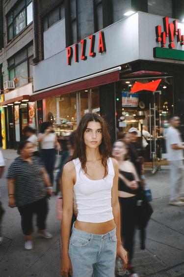 ТОП В РУБЧИК НА БРЕТЕЛЯХ — БЕЛЫЙ от Zara — изображение 0