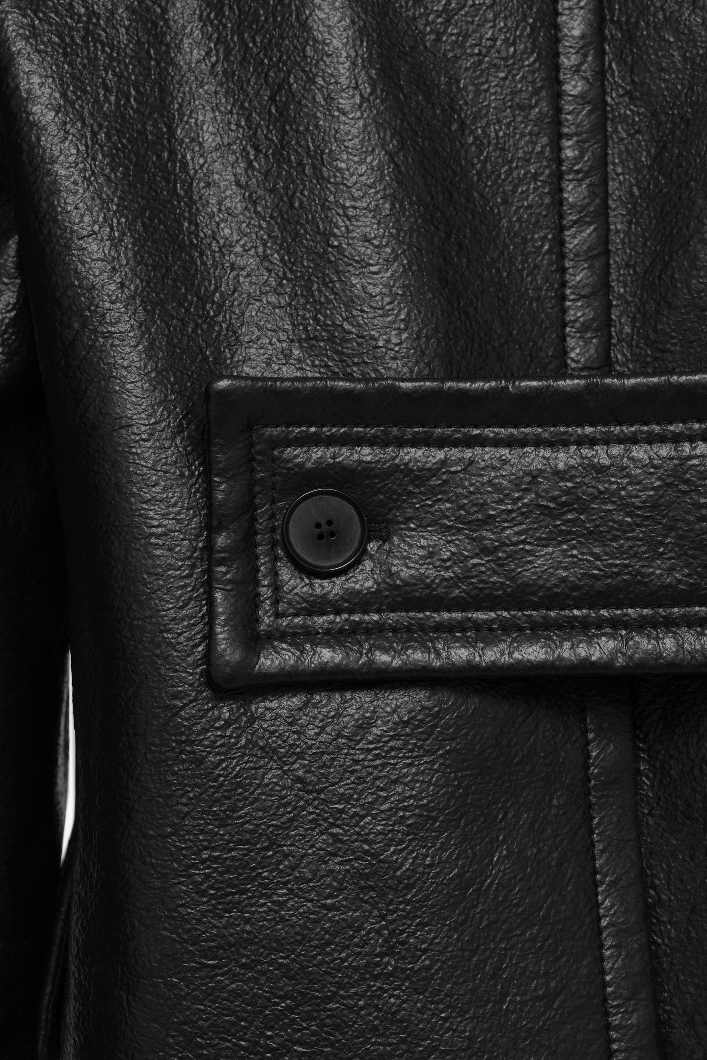 Женское пальто Zara Limited Edition Asymmetric Leather Effect, цвет: Чёрный — фото 6