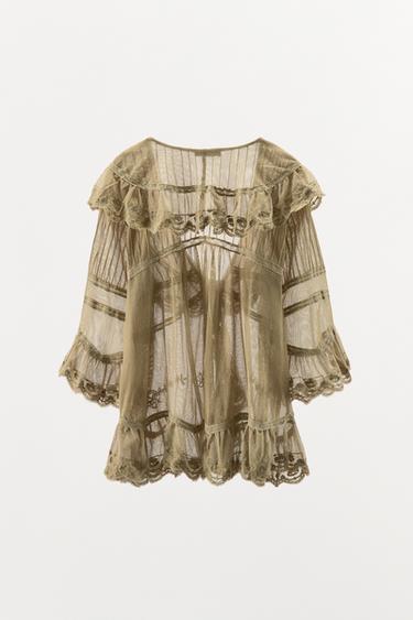 TOP TULLE BRODÉ À VOLANTS - Pierre de Zara - Image 5