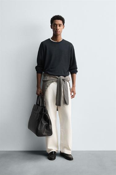 Zara LIGHTWEIGHT 100% HEMP SWEATER - Navy blue - Image 0