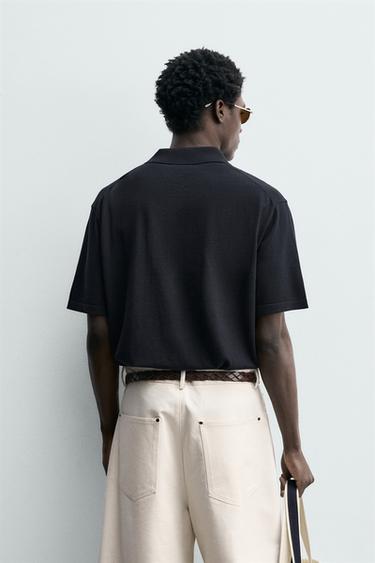 REGULAR FIT COTTON BLEND KNIT POLO SHIRT - Dark navy by Zara - Image 2