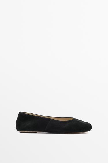Soft suede goatskin ballet flat — Black 1