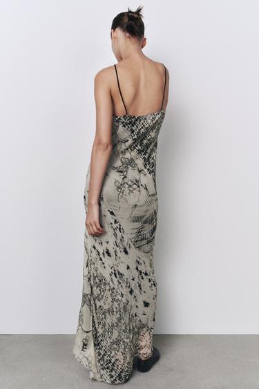 ROBE LONGUE IMPRIMÉE - Noir / Blanc de Zara - Image 2