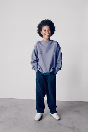 CUT-OUT PRINT SWEATSHIRT - Mid-blue by Zara