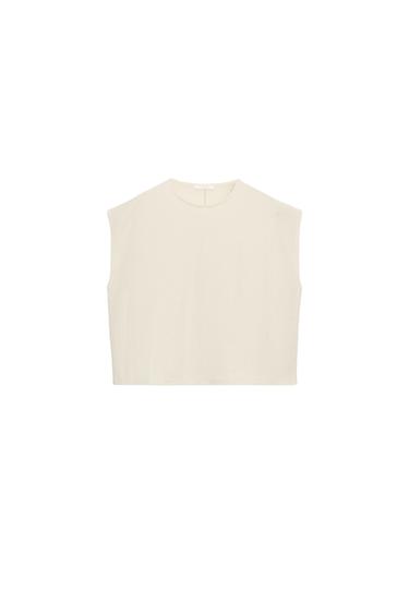 Zara RUSTIC SLEEVELESS TOP - Ecru