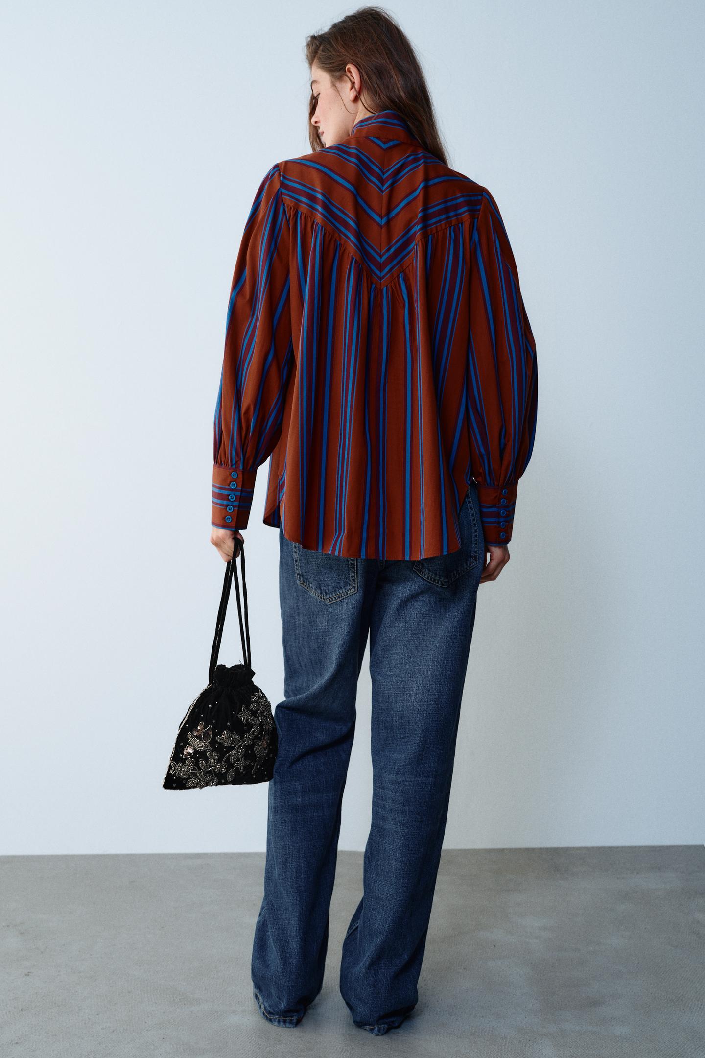 Женская рубашка Zara Striped, цвет: Разноцветный — фото 4