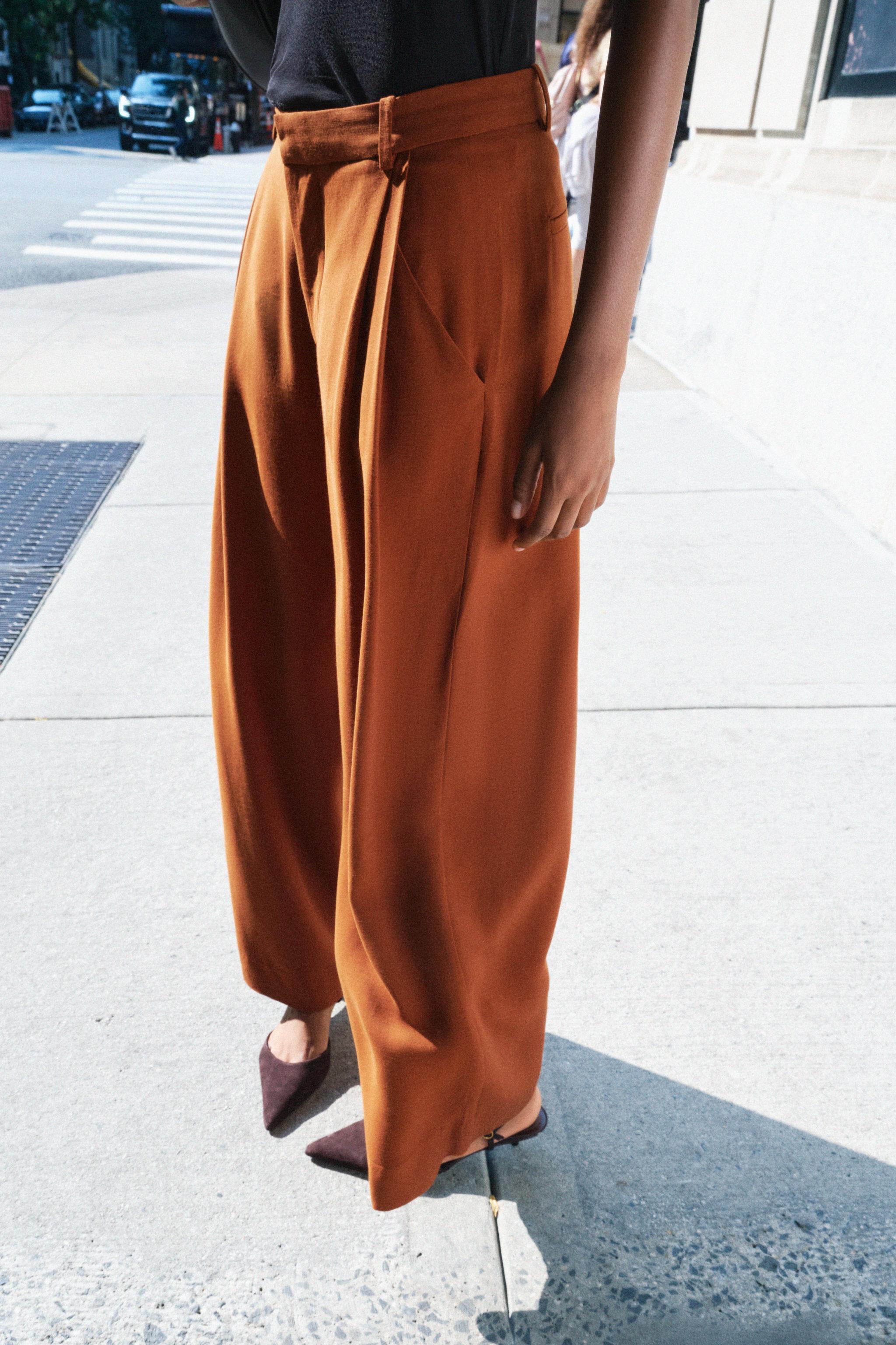 Orange trousers zara online