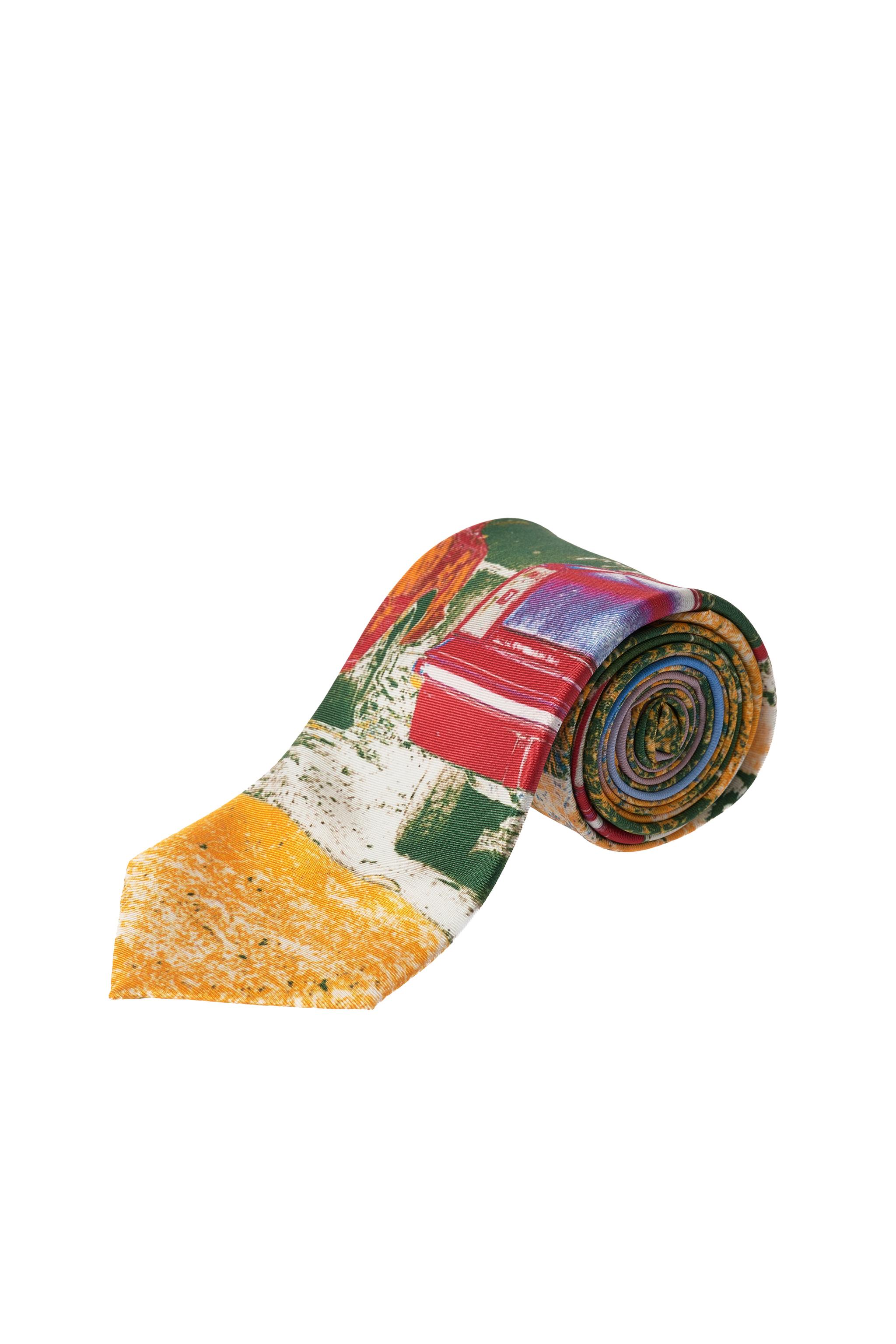 100% SILK CAR PRINT TIE — Multicolored