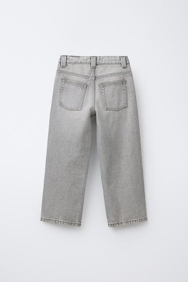 WASHED-EFFECT WIDE-LEG JEANS - Light grey by Zara - Image 1