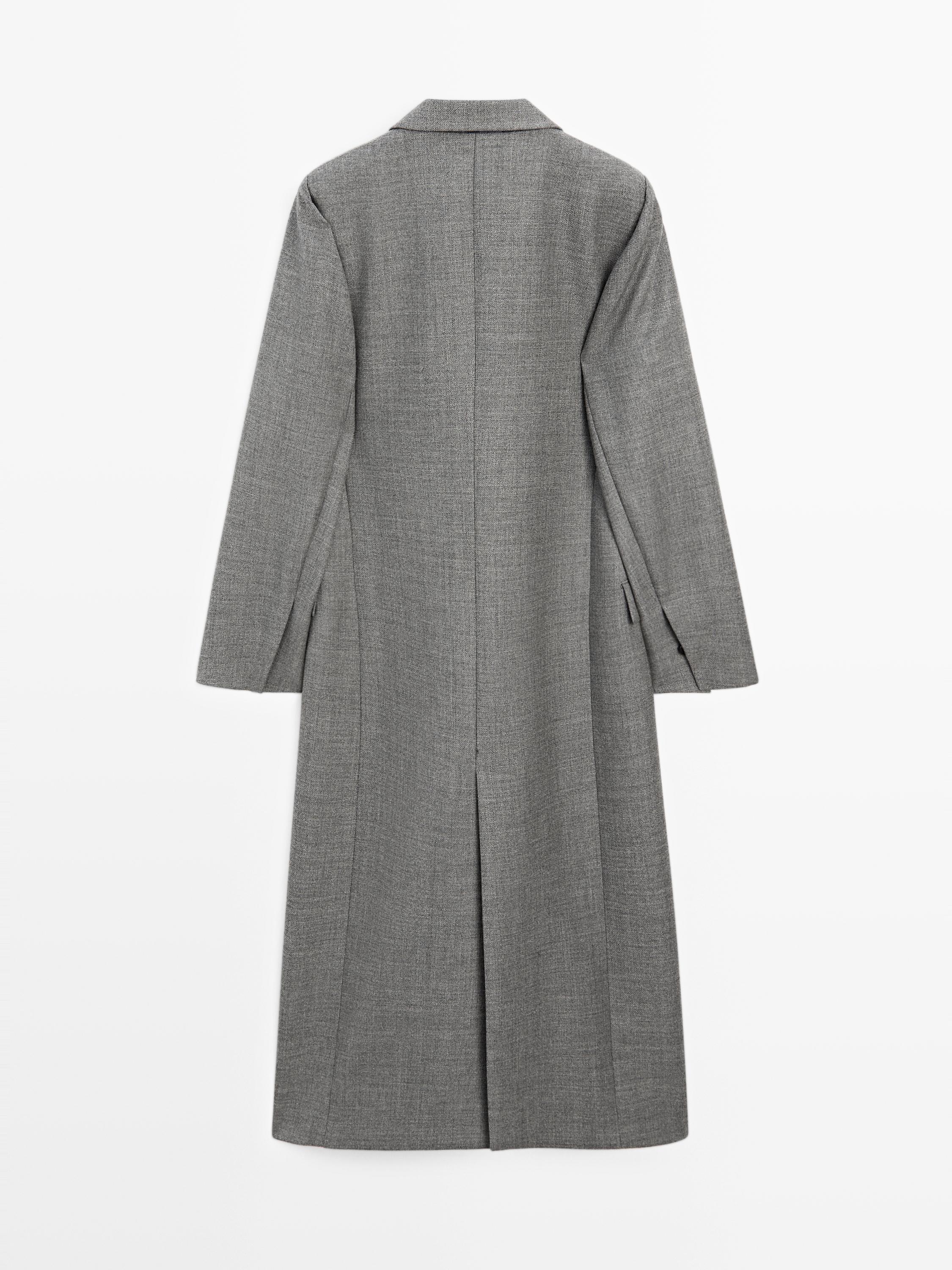 Long 100% wool coat with notch lapel - LIMITED