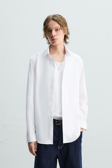 Zara SLIM FIT TEXTURED SHIRT - White