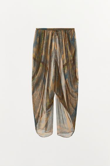 PANTALON AMPlE IMPRIMÉ À OUVERTURES - Multicolore de Zara - Image 2