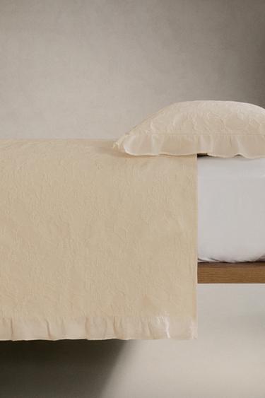JACQUARD BEDSPREAD WITH RUFFLE TRIM - Beige by Zara - Image 1