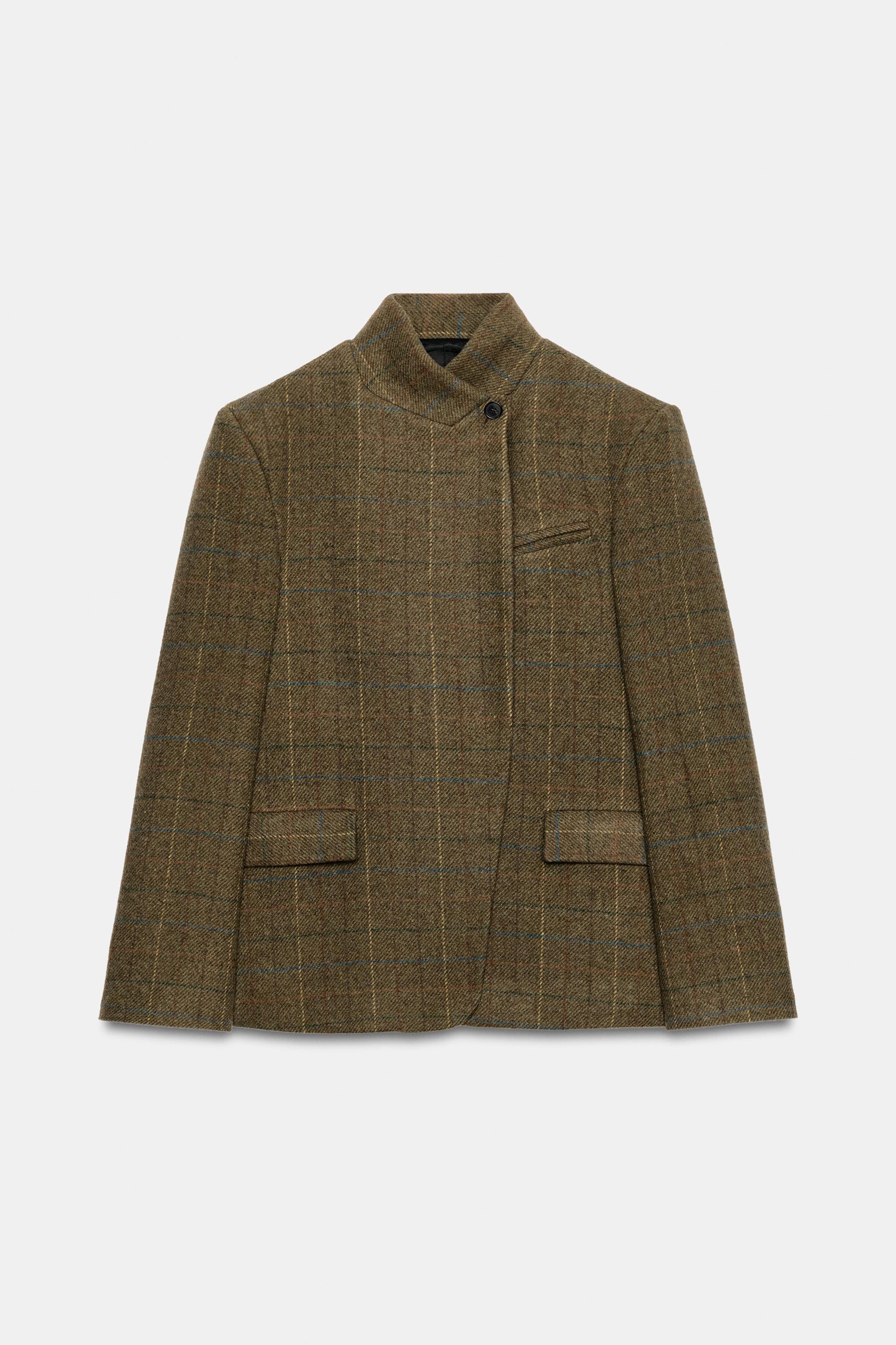 BLAZER XADREZ COM LÃ ZW COLLECTION - castanho | ZARA Brasil