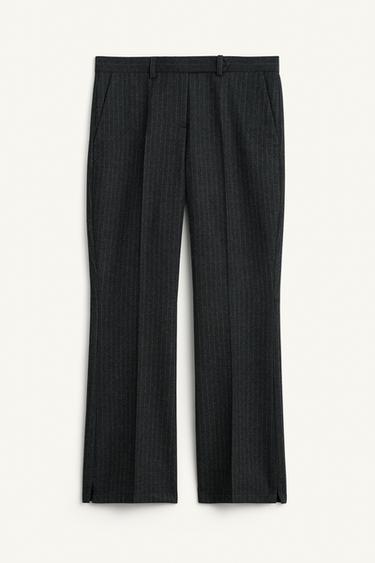 Zara SKINNY STRIPED PANTS - Dark gray