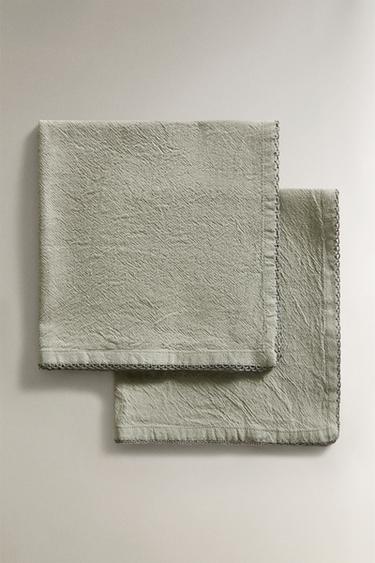 LOT DE SERVIETTES DE TABLE UNIES EN FIL TEINTÉ (LOT DE 2) - Bleuté de Zara