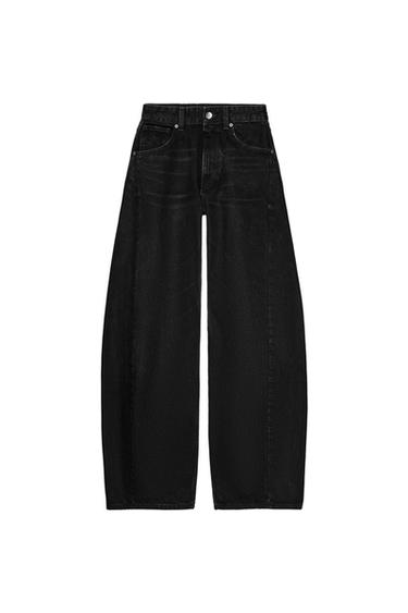 Zara OVERSIZE TRF MID-RISE JEANS - Black