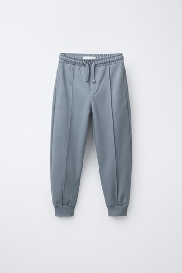 Zara BASIC PLUSH JOGGING PANTS - Mid-blue