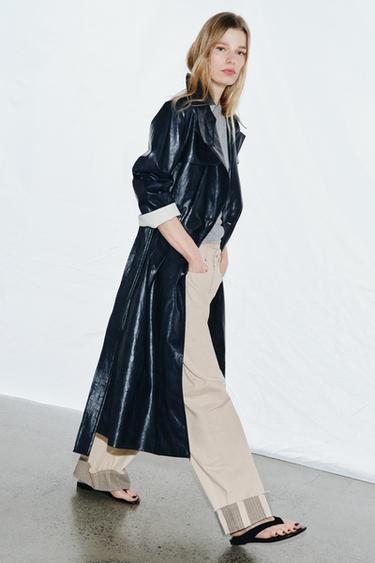 OVERSIZE LARRU-EFEKTUDUN TRENCH BEROKIA, ZW COLLECTION - urdin iluna, Zara-rena