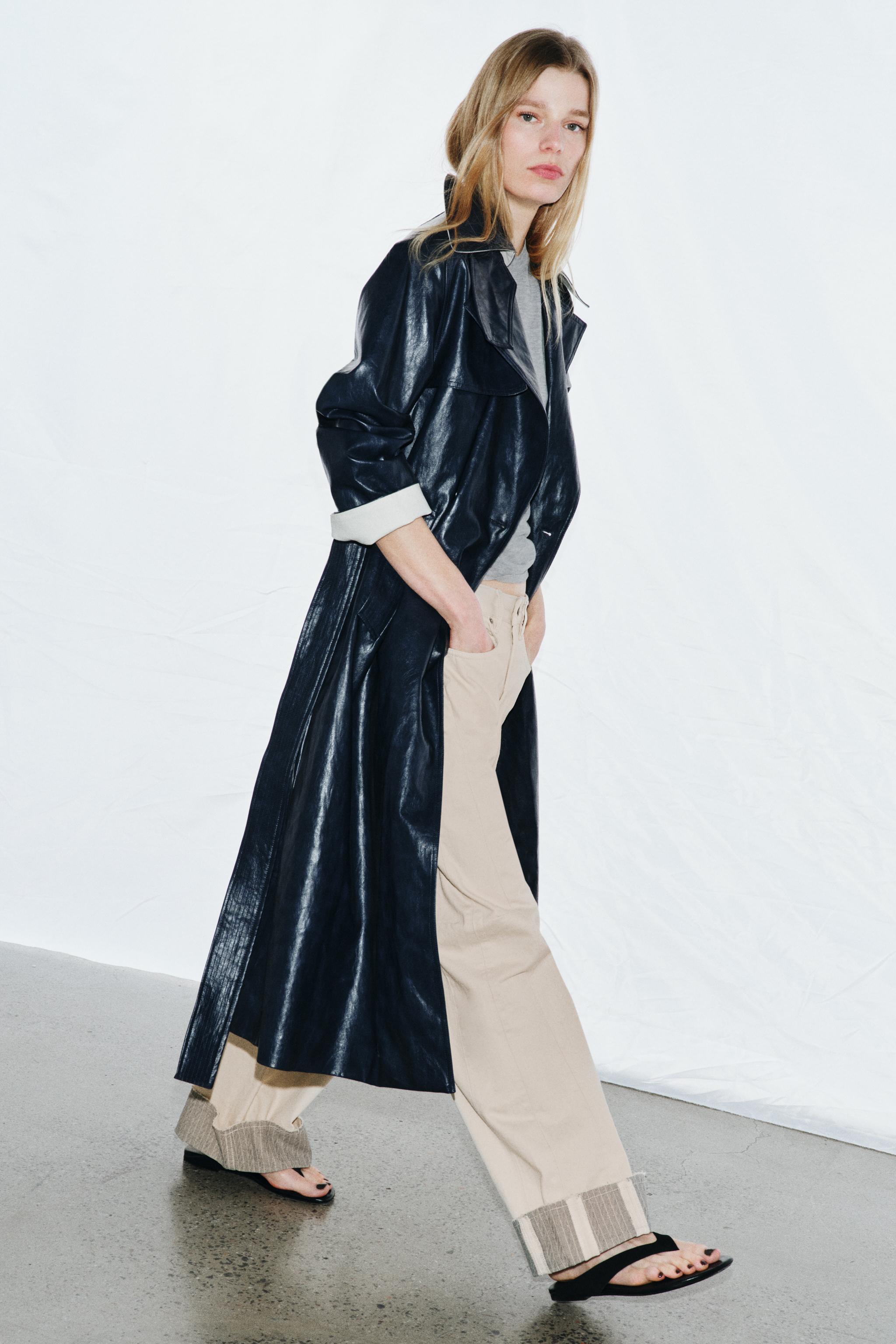 ZW COLLECTION SUNİ DERİ OVERSIZE TRENÇKOT