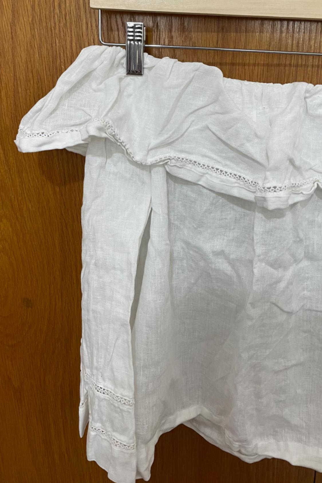 LINEN TOP WITH RUFFLE TRIM - Image 8