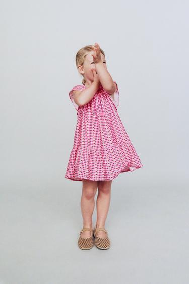 VESTIDO ESTAMPADO CUADROS Y CORAZONES - Rosa de Zara