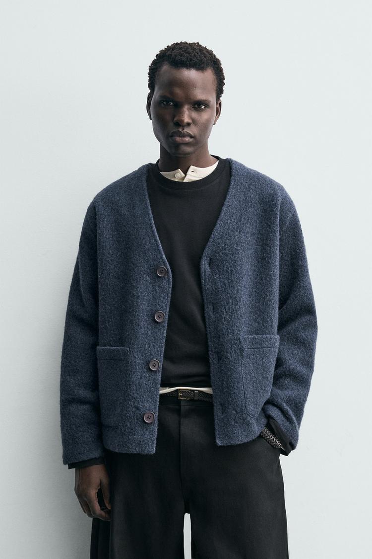 ZARA TEXTURED WOOL CARDIGAN