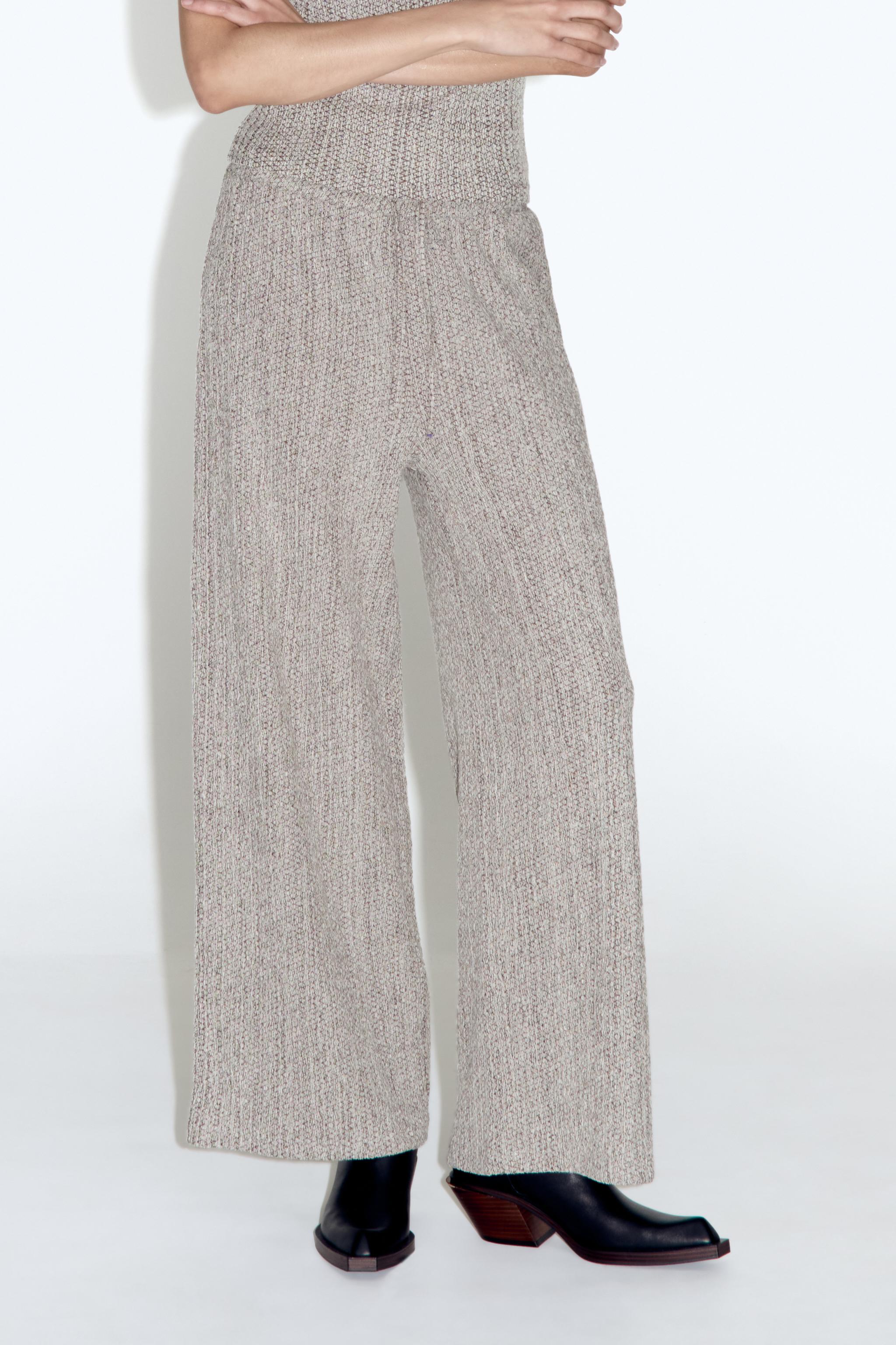 TEXTURED HALTER TOP AND WIDE LEG PANTS MATCHING SET