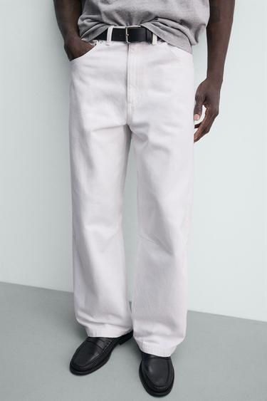 Zara BARREL FIT PANTS - White
