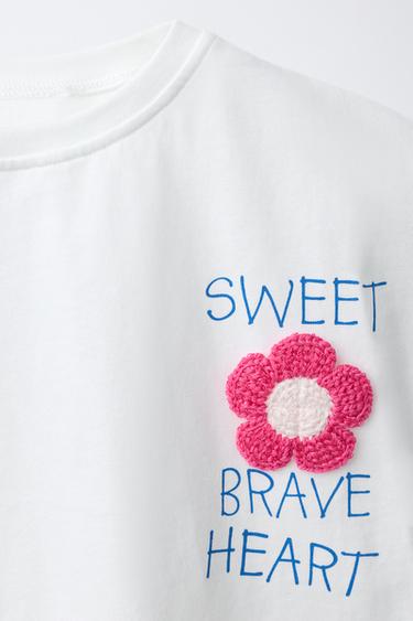 T-SHIRT À FLEURS CROCHET APPLIQUÉES - Blanc de Zara - Image 2