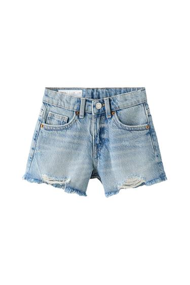 FRAYED DENIM BERMUDA SHORTS