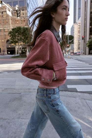 BLOUSON EN VELOURS CÔTELÉ À COL MATIÈRE SYNTHÉTIQUE - MARSALA de Zara - Image 4