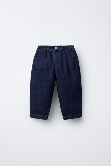 JEAN BAGGY À COUTURES - Bleu de Zara