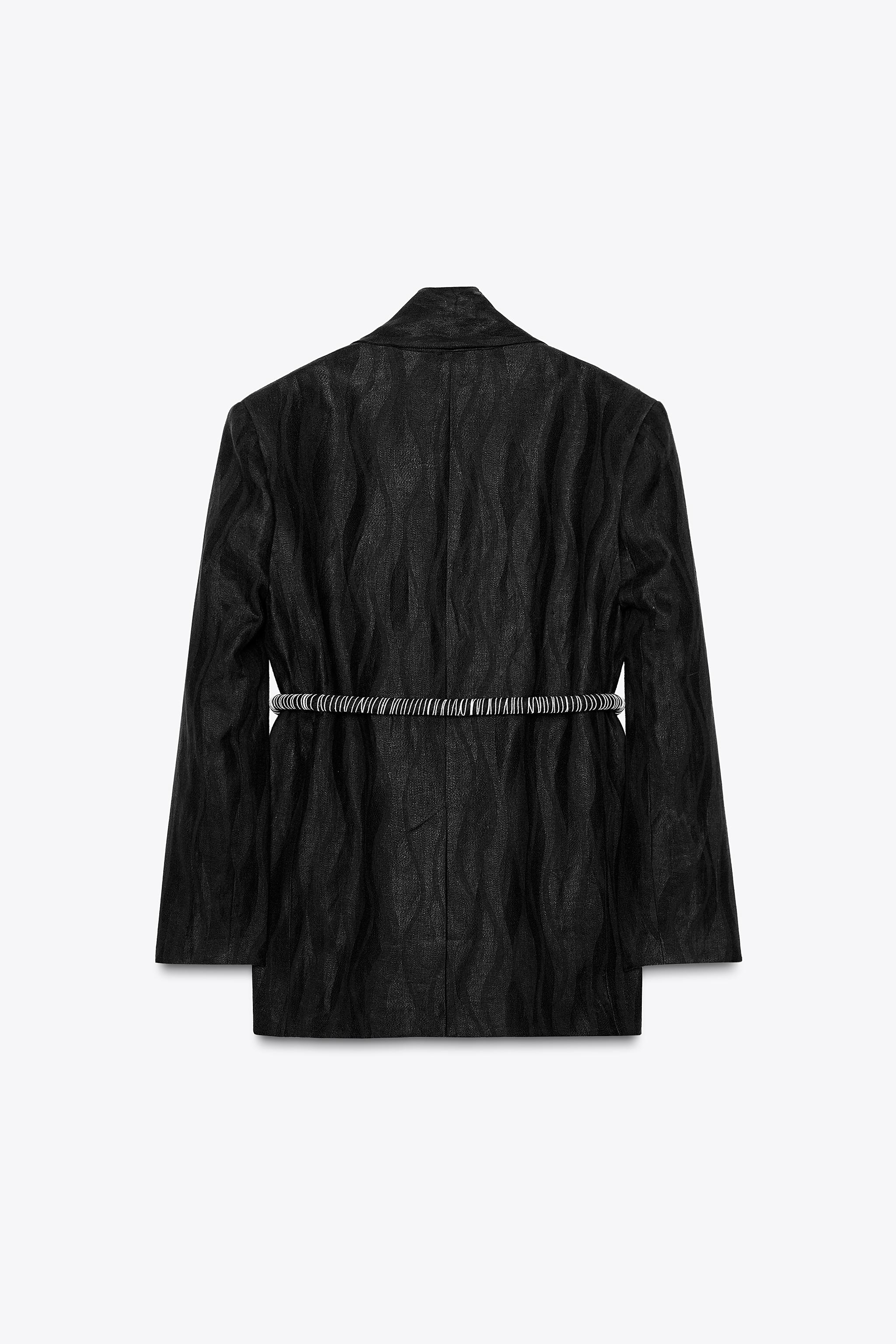 リネン 100% ベルト ブレザー X FANGLU LIN - ブラック | ZARA