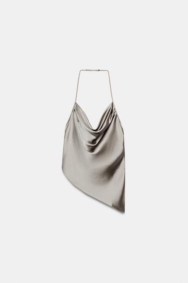 SATINIERTES HALTERNECK-TOP - Grau von Zara