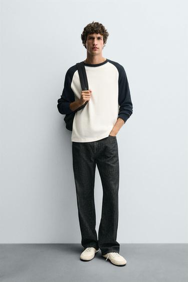 CAMISETA COLOR BLOCK - Marino / Blanco de Zara